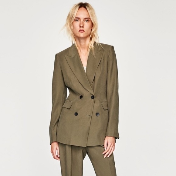 zara khaki blazer
